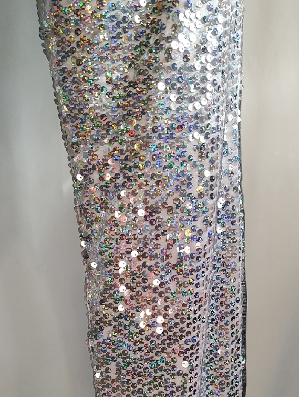 Silver Sequin Leggings - Sparkle High-Waist Stretch Pants - Picture 7 of 10